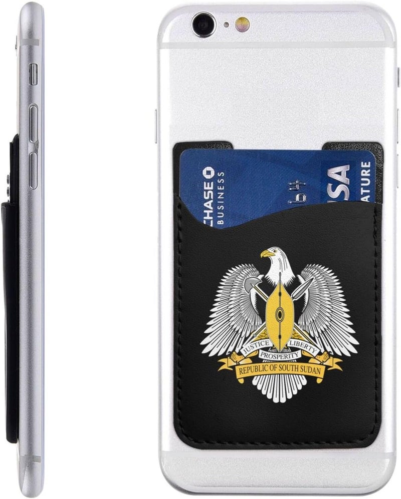 Coat of Arms South Sudan Luxury PU Leather Mobile Phone Card Holder Stylish Functional 2.4 * 3.5in - Image 1