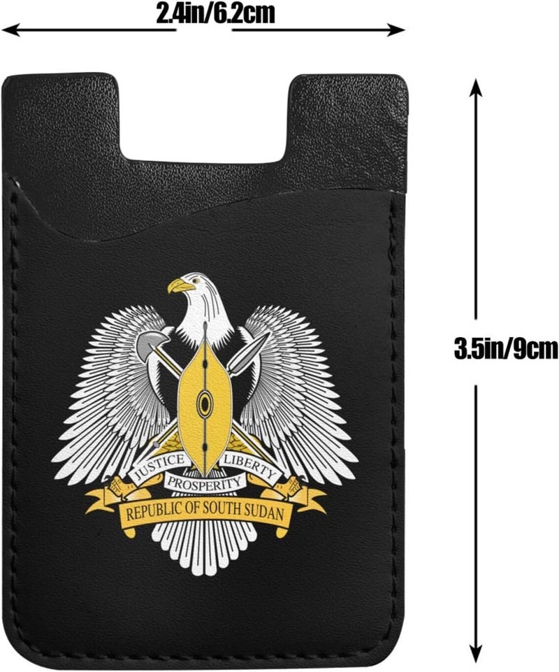 Coat of Arms South Sudan Luxury PU Leather Mobile Phone Card Holder Stylish Functional 2.4 * 3.5in - Image 3