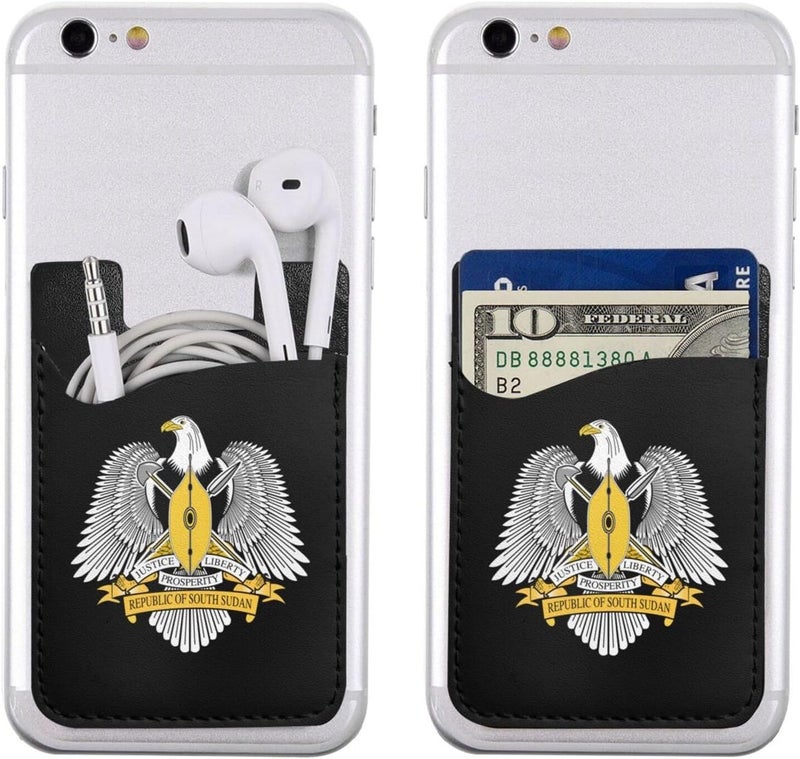 Coat of Arms South Sudan Luxury PU Leather Mobile Phone Card Holder Stylish Functional 2.4 * 3.5in - Image 5