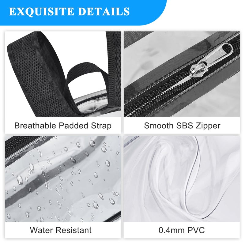 Bagenius Clear Bag for Stadium Events, 12x6x12 Clear Backpack with Reinforced Strap, Stadium bag for Sports Concerts Work Travel, Black - Image 5