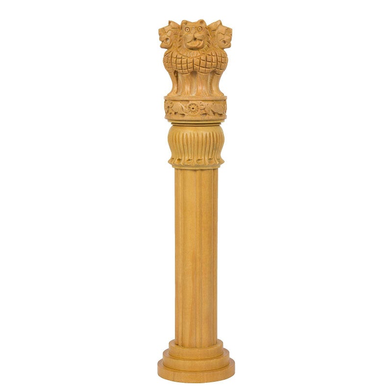 Fine Craft India Wooden Ashoka Stambh Desk Ashoka Pillar Ideal for Advocate Tabel Office & Home Decor Showpiece Best for Gifting Purpose (12 Inch) rg_Wooden_Ashoka_12inch - Image 5