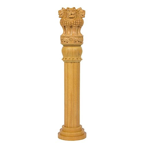 Fine Craft India Wooden Ashoka Stambh Desk Ashoka Pillar Ideal for Advocate Tabel Office & Home Decor Showpiece Best for Gifting Purpose (12 Inch) rg_Wooden_Ashoka_12inch - Image 1