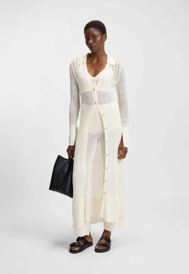 BOSS Long knitted cardigan with collar