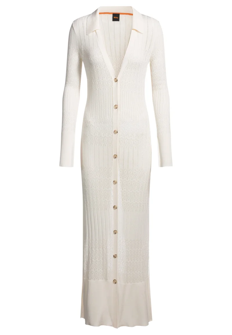 BOSS Long knitted cardigan with collar
