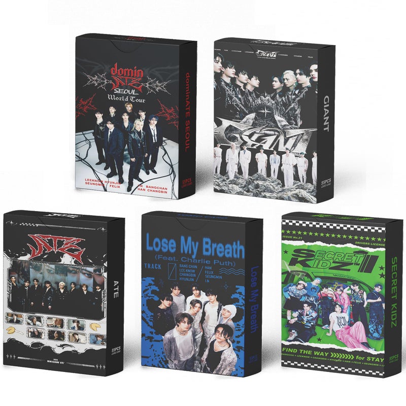 eTel Like 5 Pack/275 Pcs Stray Kids New Lomo Card Photocards Greeting Card with Postcards Box - Image 1