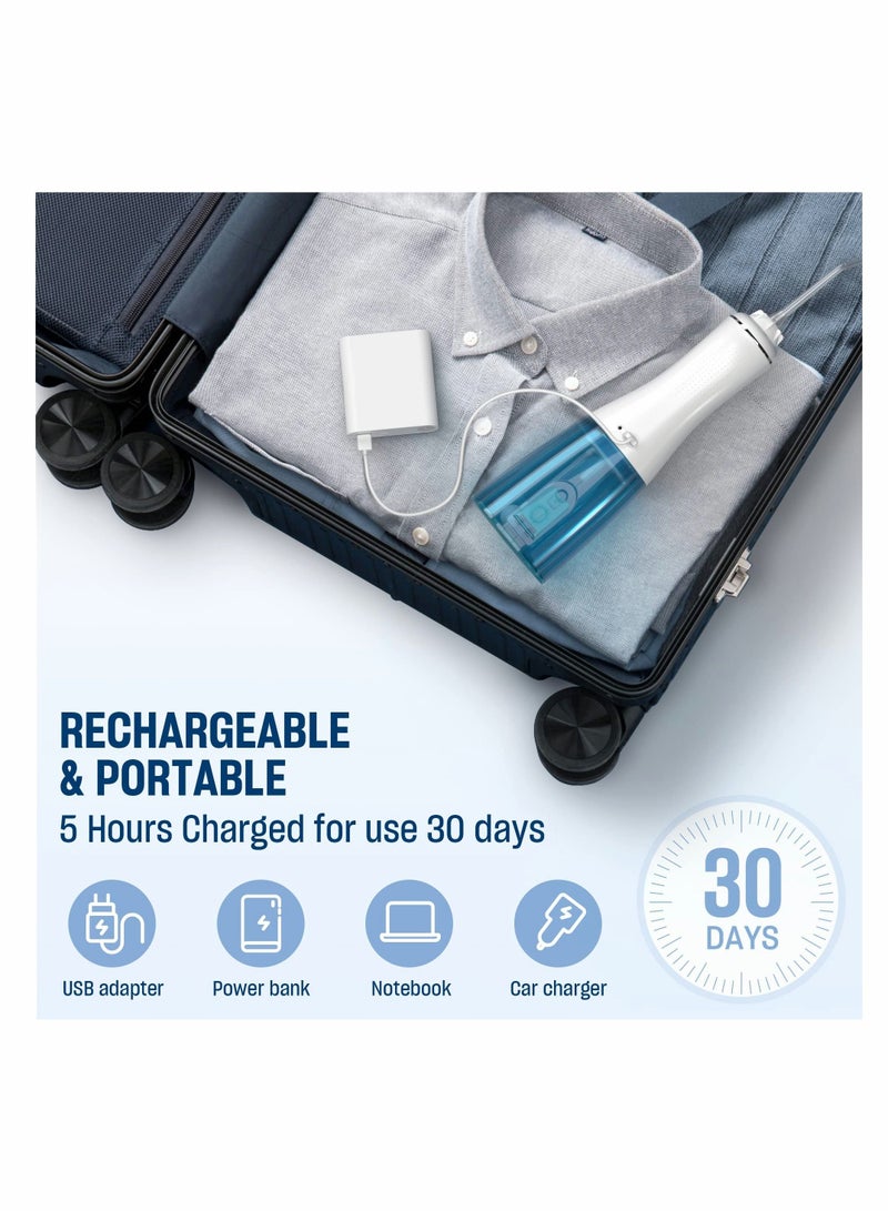 NIBEMINENT Cordless Water Dental Flosser for Teeth - Portable and Rechargeable 350ML Oral Irrigator with 5 Modes 6 Replaceable Tips IPX7 Waterproof Life Picks Travel Home Use - Image 4