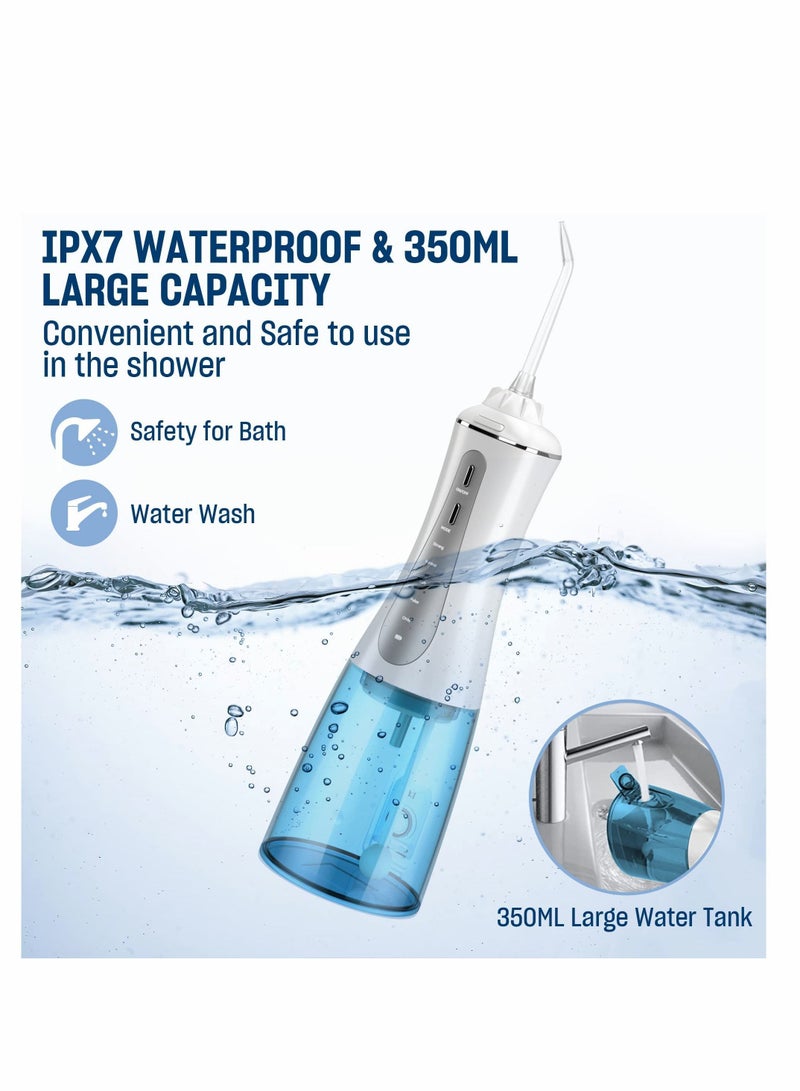 NIBEMINENT Cordless Water Dental Flosser for Teeth - Portable and Rechargeable 350ML Oral Irrigator with 5 Modes 6 Replaceable Tips IPX7 Waterproof Life Picks Travel Home Use - Image 5