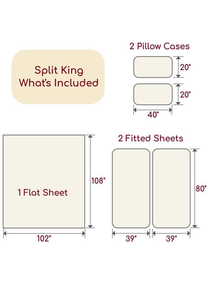 bossman Split King Sheets Set - 5 PC Iconic Collection Bedding - Hotel Luxury, Extra Soft, Cooling Bed Sheets - Wrinkle, Fade, Stain Resistant (Split King, White) - Image 2