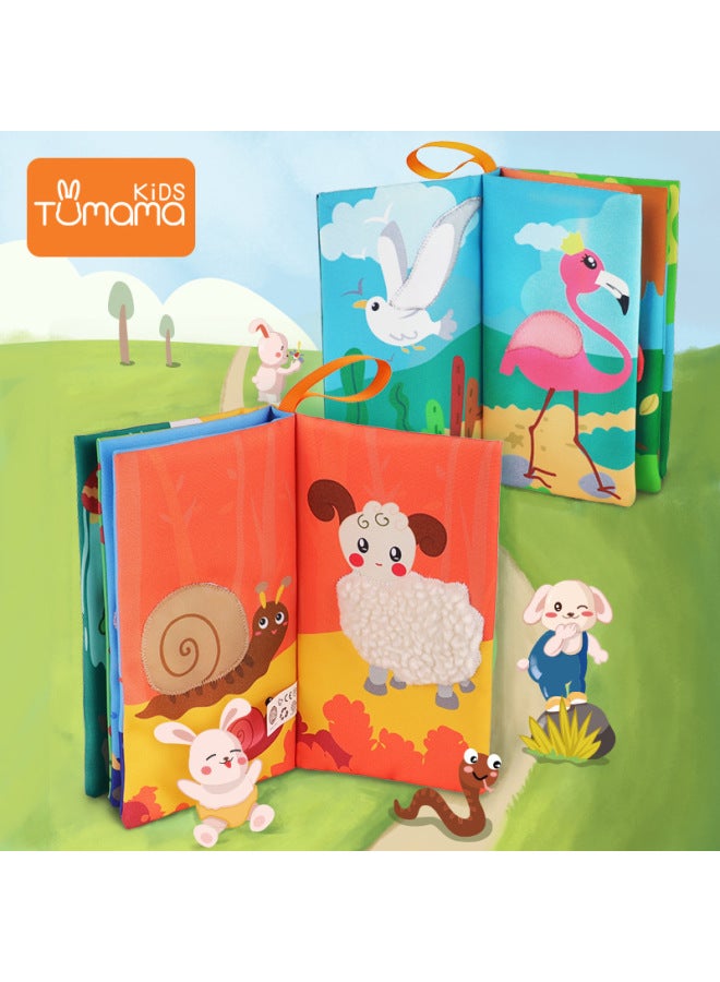 Mother Rabbit Early Education Three-dimensional Cloth Books Baby Can't Tear Rainbow Tail Books Baby Bite Washing Toys-Color:Tail Cloth Book (two-piece) 10048  - Image 5