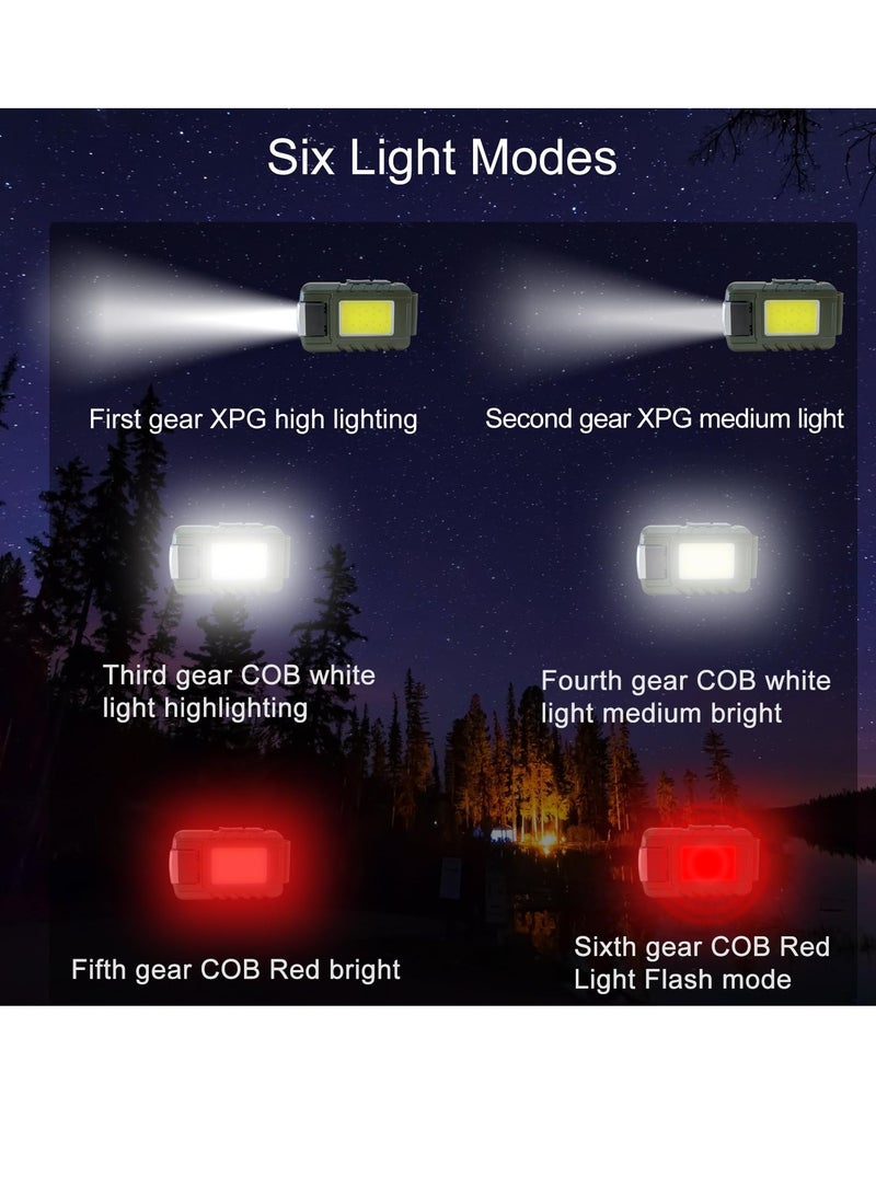 SYOSI - Mini Flashlight 500 Lumens Rechargeable Handheld Flashlights Key Light with 180° Rotatable Headlamps hat clip 6 Modes Waterproof Design for Camping Hiking Running Fishing Walking Green - Image 1