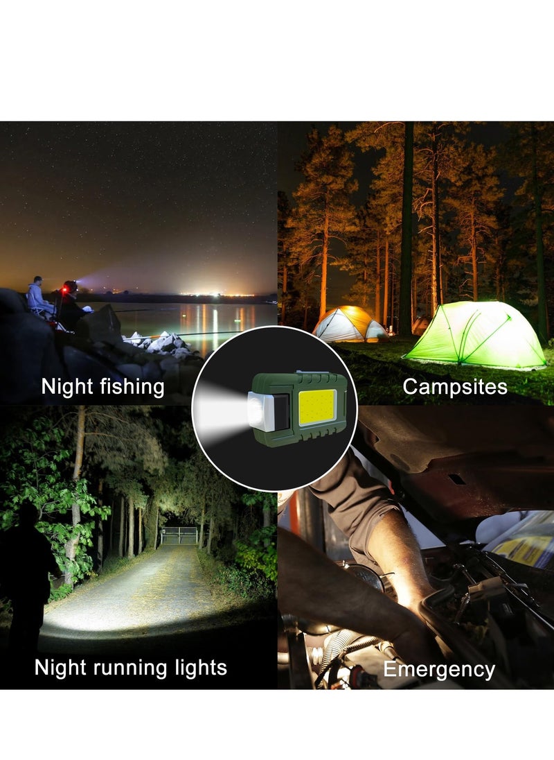 SYOSI - Mini Flashlight 500 Lumens Rechargeable Handheld Flashlights Key Light with 180° Rotatable Headlamps hat clip 6 Modes Waterproof Design for Camping Hiking Running Fishing Walking Green - Image 1