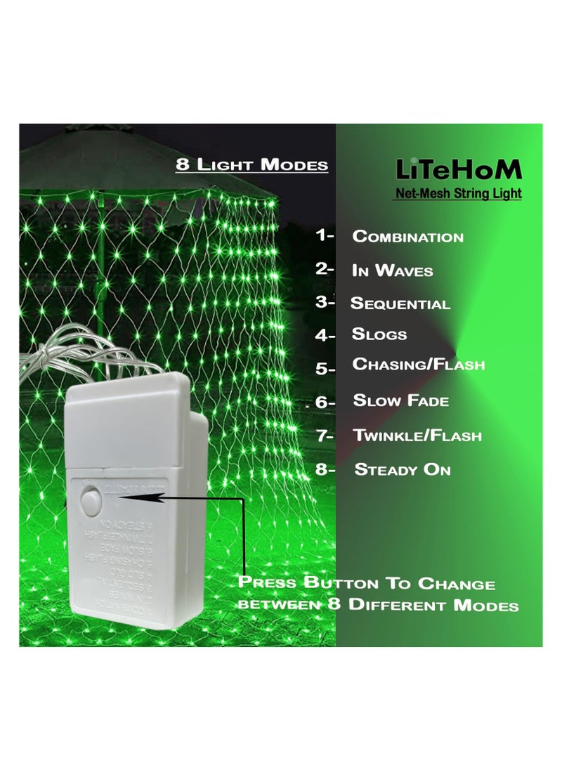 Litehom LED Net Mesh String Lights, 9.8Ft X 6.6Ft, 192 LEDs, 8 Modes Diwali Decor with Diwali Lights for Home Decoration! LED Diwali Light, LED Lights for Home Decoration (3x2 Net Green)