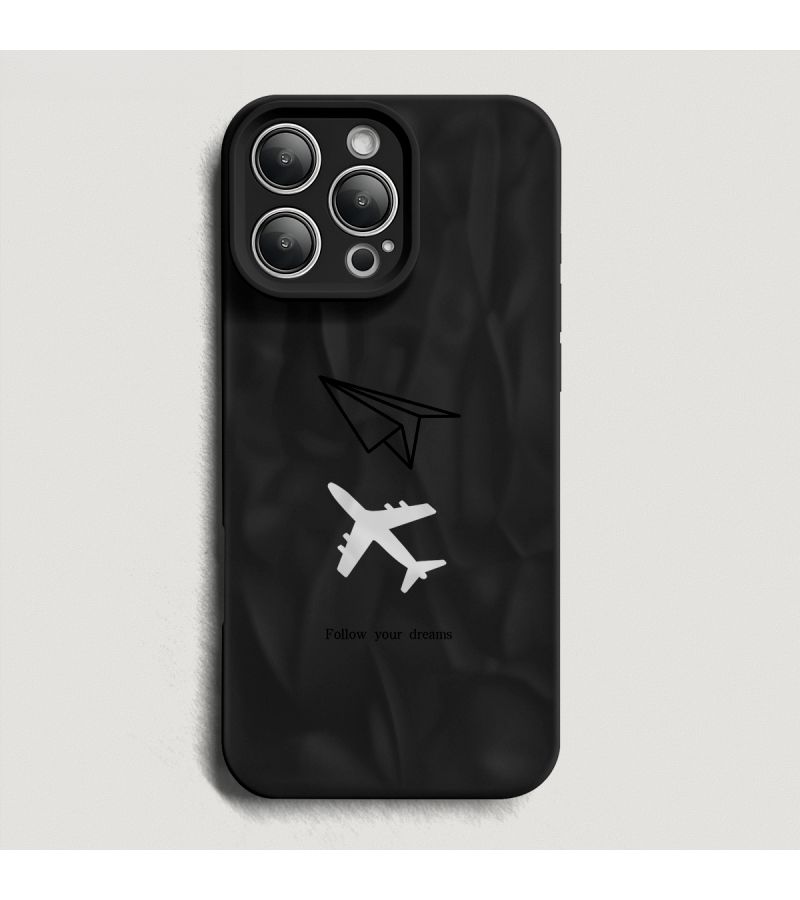 A Frosted Pleated Cherry Blossom Pink Dream Paper Airplane Pattern Phone Case High Value Pleated Texture Precision Hole Full Coverage Drop Proof Scratch Resistant Anti Shatter Screen For iPhone 14 - Image 2