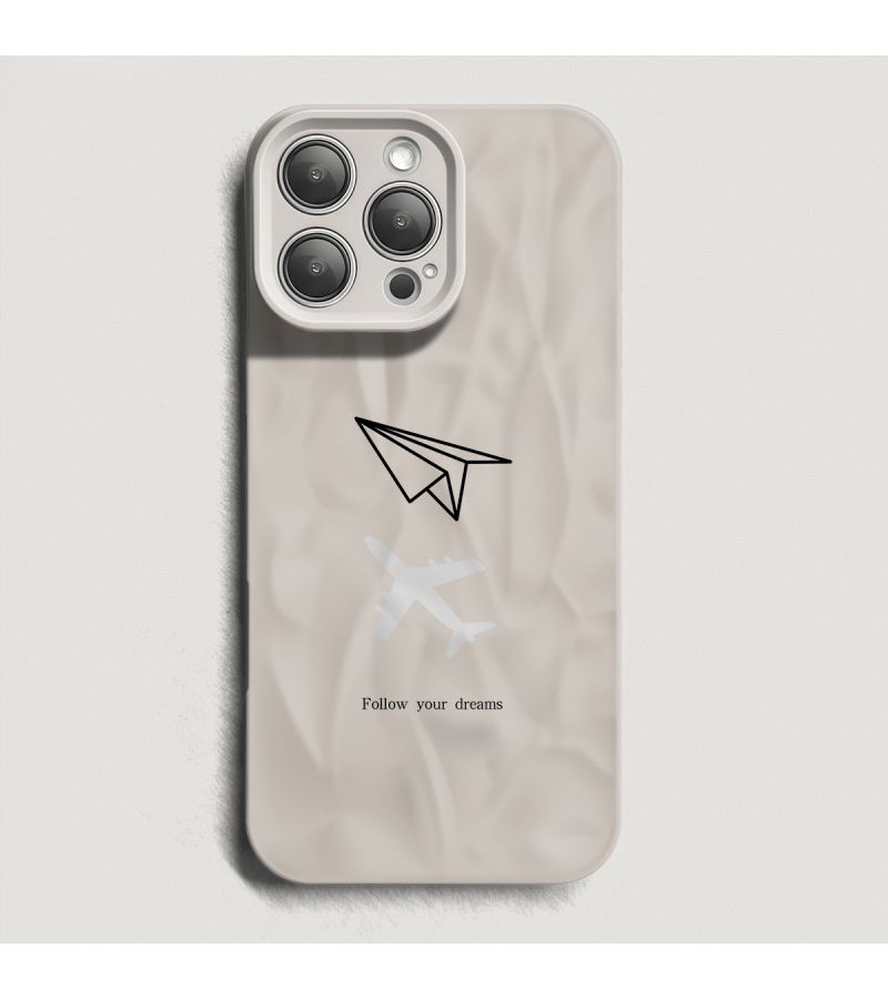 A Frosted Pleated Cherry Blossom Pink Dream Paper Airplane Pattern Phone Case High Value Pleated Texture Precision Hole Full Coverage Drop Proof Scratch Resistant Anti Shatter Screen For iPhone 14 - Image 3