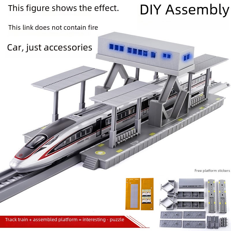 Rail Transit Station Light Everbright Platform/Rail + Electric Pole/Waiting Pavilion/Rail Roll Train Toy Accessories(Track Roll Sticker) - Image 2
