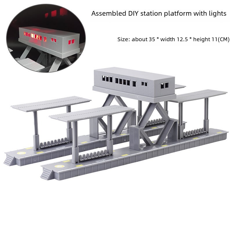 Rail Transit Station Light Everbright Platform/Rail + Electric Pole/Waiting Pavilion/Rail Roll Train Toy Accessories(Track Roll Sticker) - Image 3