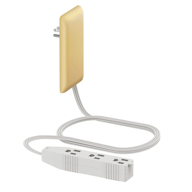 LIDER Flat-Face Outlet Extender with 3 Receptacles, Ultra-Thin Wall Plate Plug with Cord Extender and 3-Outlet Power Strip, 3ft Cord, LWE3-315-GD, ETL-Listed, Gold - Image 1