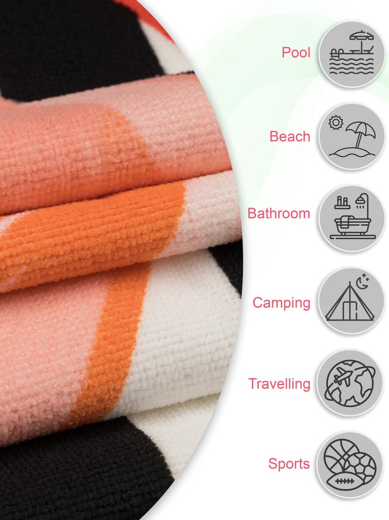 Yellow Bee Striped Flamigo Towel for Girls (250 GSM) - Black, White, Orange, 12-20 Years - Image 4