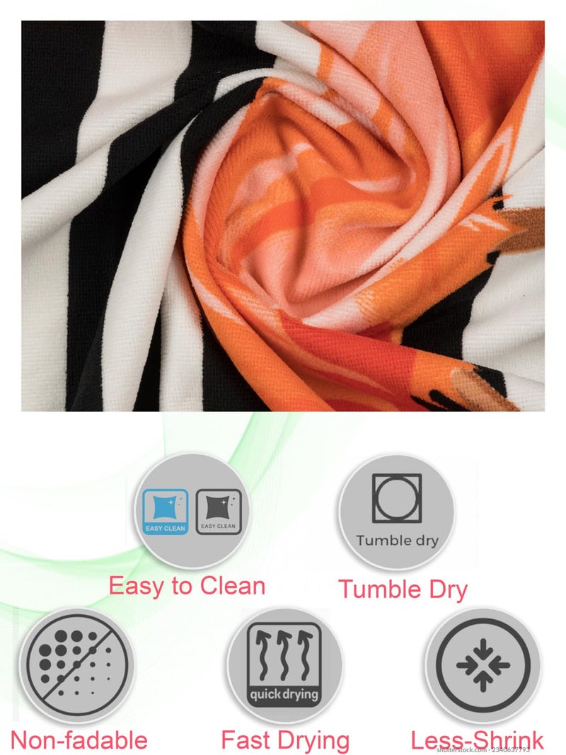 Yellow Bee Striped Flamigo Towel for Girls (250 GSM) - Black, White, Orange, 12-20 Years - Image 3