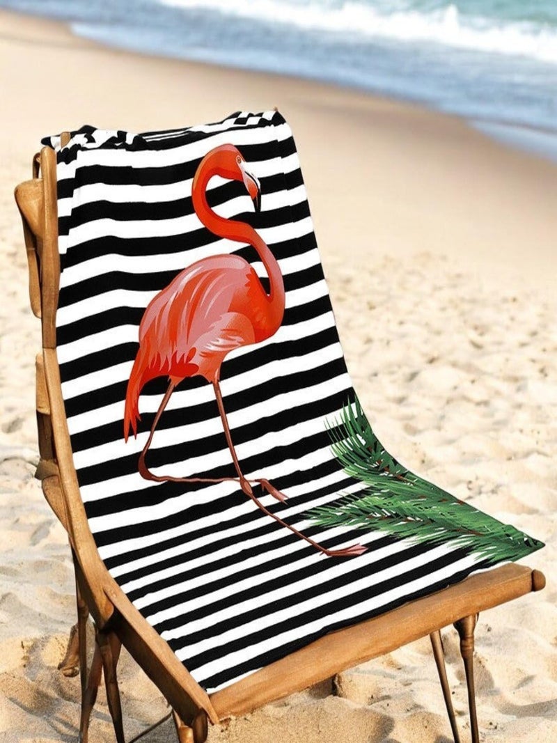 Yellow Bee Striped Flamigo Towel for Girls (250 GSM) - Black, White, Orange, 12-20 Years - Image 2