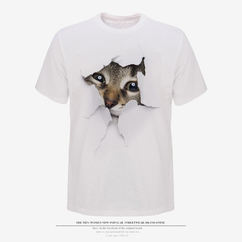Wish 3D Cat Pattern Printed Men's T-Shirt 3D Printed Short-Sleeved Temtemu - Image 1