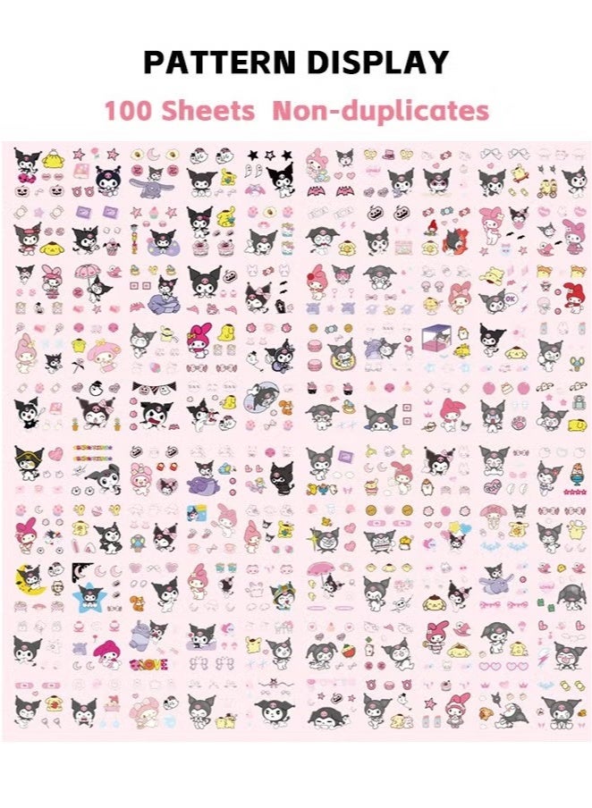 100 Pcs Anime Girl Aesthetic Stickers – Vinyl Cartoon Sticker Set for Scrapbooking, Journaling, Laptops, Water Bottles, and Room Decor | Kawaii Style Pack - Image 2