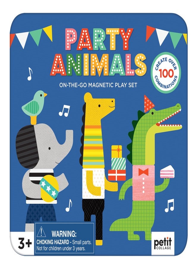 Petit Collage Magnetic Play Set, Party Animals – Mix & Match Magnetic Game Board, Ideal for Ages 3+ – Includes 2 Magnetic Scenes and Over 25 Magnet Pieces, Ideal Travel Activity for Kids - Image 4