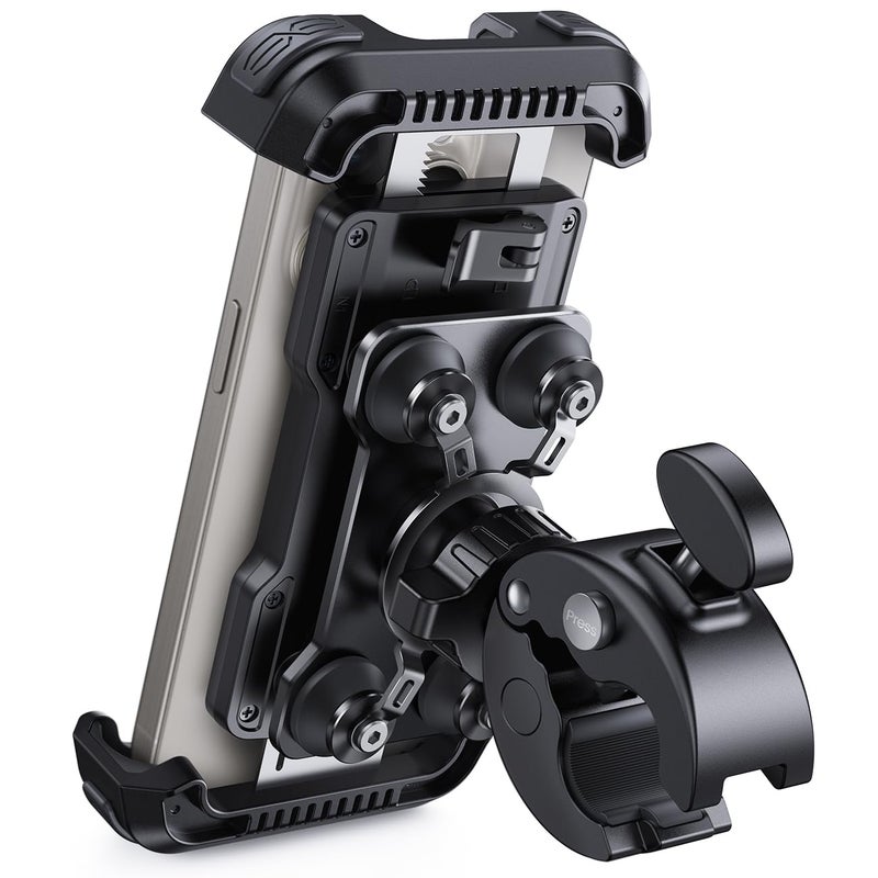 Lamicall Motorcycle Phone Mount Holder - [Dual Vibration Dampener] [Upgrade Handlebar Clip] Motorcycle Cell Phone Holder, Bike Phone Mount, Fit iPhone 16/15/14/13 Pro Max, 4.7-6.7" Phones, Black - Image 1