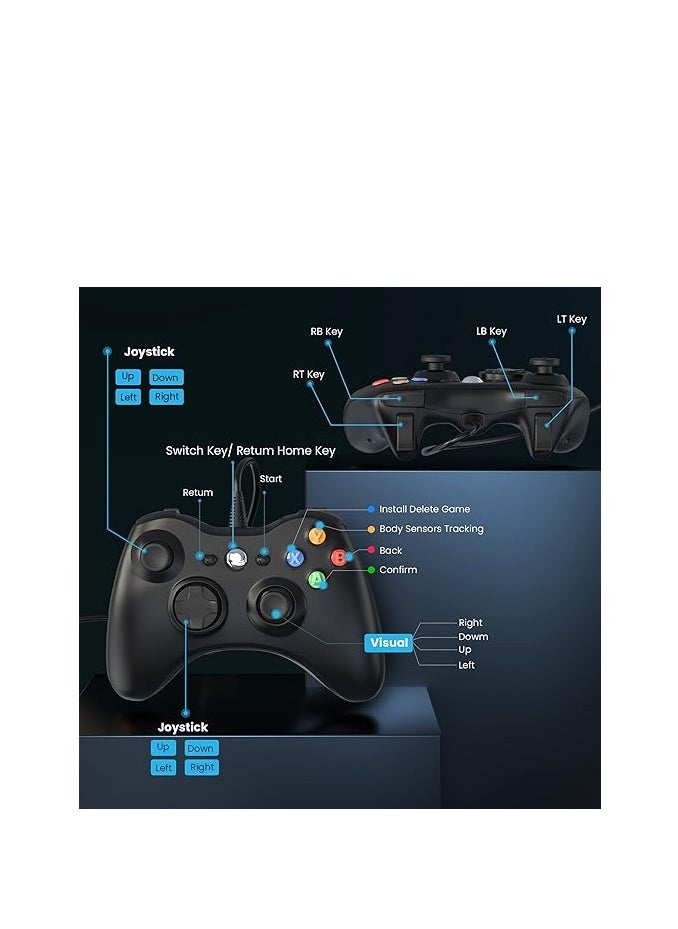 Generic - YAEYE Wired Controller for Xbox 360, Game Controller for 360 with Dual-Vibration Turbo Compatible with Xbox 360/360 Slim and PC Windows 7,8,10,11 - Image 1