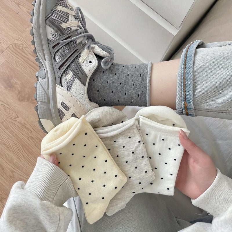 Cotton Socks Dot Pattern Breathable Summer Women Khaki - Image 4