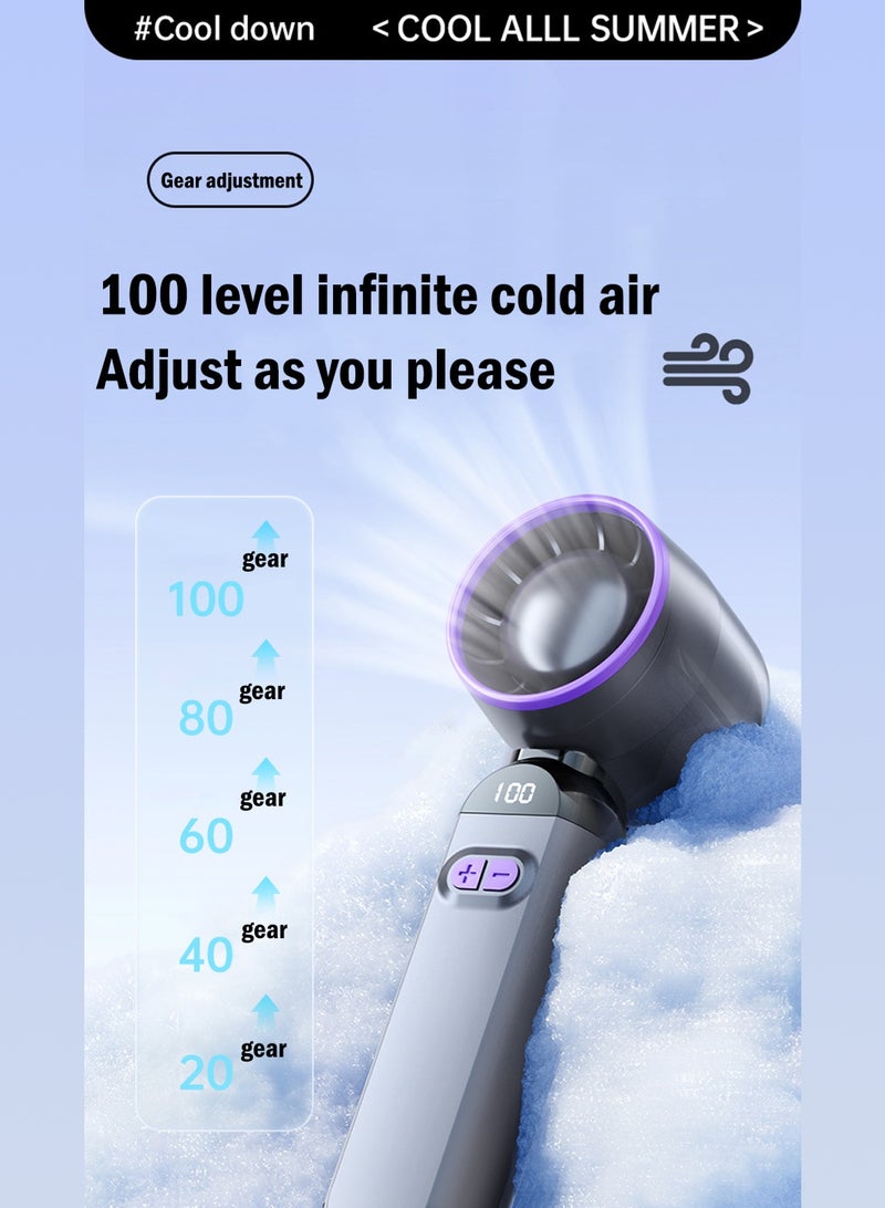 LOOPITYS Portable handheld fan,mini fan，electric fan， purple bladeless compact fan, rechargeable fan, suitable for outdoor camping, beach, bedroom, office, gym, dormitory - Image 3