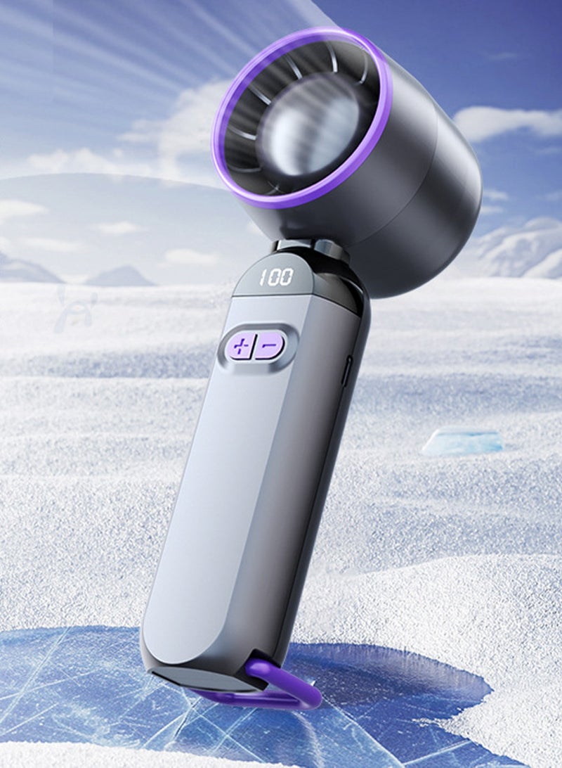 LOOPITYS Portable handheld fan,mini fan，electric fan， purple bladeless compact fan, rechargeable fan, suitable for outdoor camping, beach, bedroom, office, gym, dormitory - Image 1