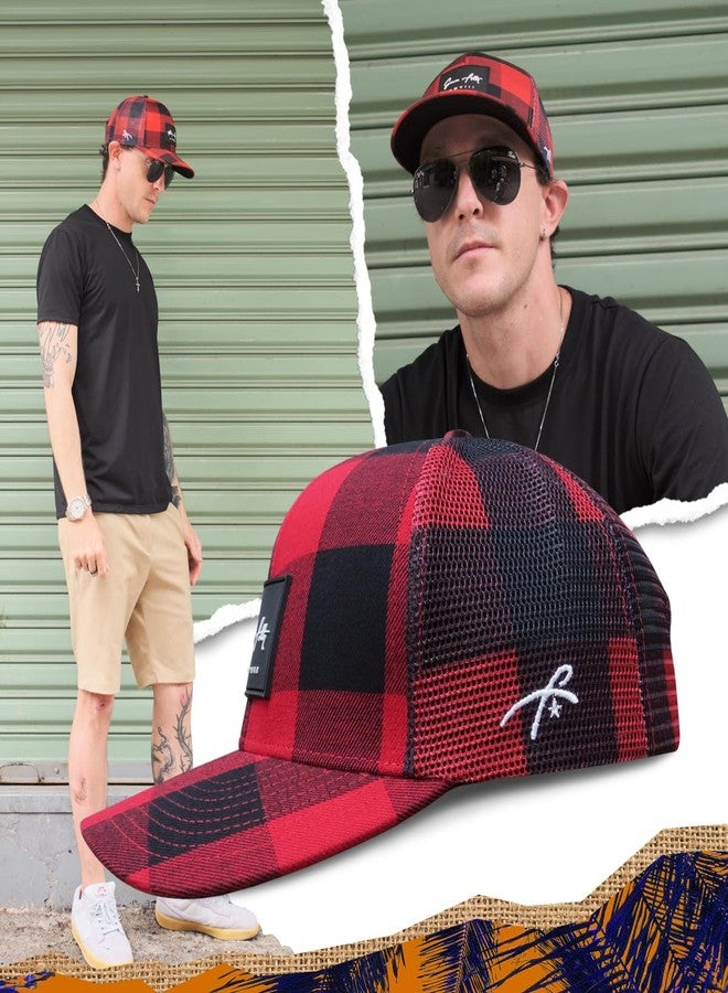 Grace Folly Trucker Hat for Men or Women- Many Cool Designs (Red Plaid) - Image 3