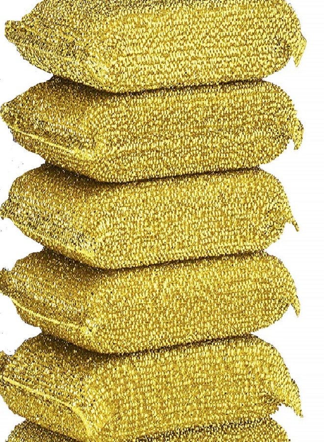 Shuiniba 6 Pieces Non-Scratch Scrub Sponges Pads, Cleaning Scrub Sponge, Dish Wash Sponge, Kitchen Sponge, Multi-Use Heavy Duty Scrub Sponge - Gold - Image 1