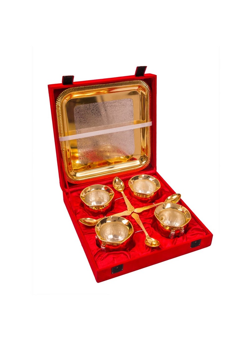 AC ANAND CRAFTS AC ANAND CRAFTS Silver and Gold Plated Brass Handi Set 9 Pcs for Diwali Gift  - Image 2