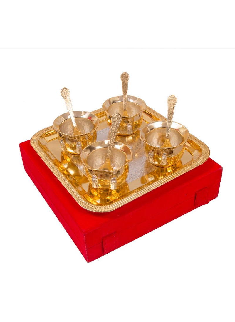 AC ANAND CRAFTS AC ANAND CRAFTS Silver and Gold Plated Brass Handi Set 9 Pcs for Diwali Gift  - Image 1