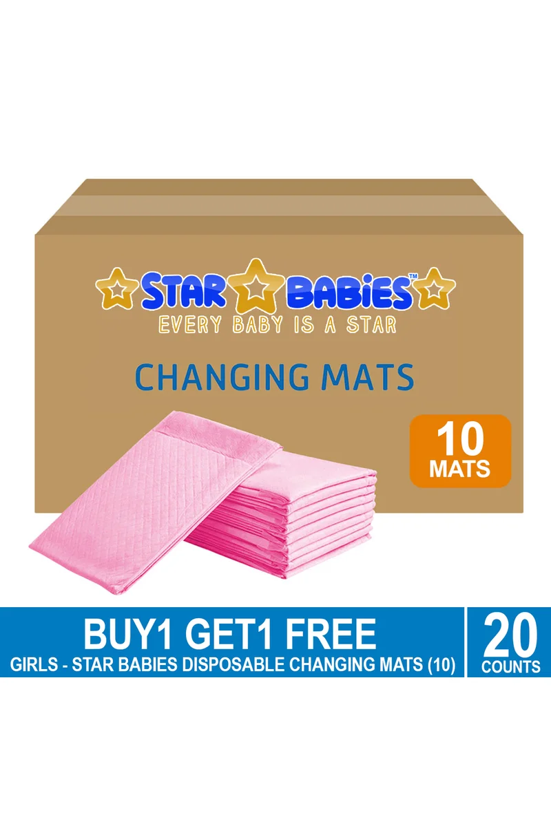 STAR BABiES Star Babies Pink Disposable Changing Mat Pack of 10 - Buy one Get one Free