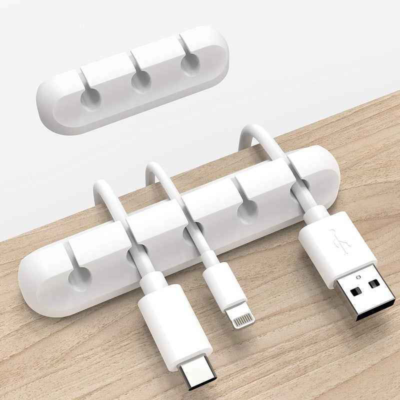INCHOR White Cable Clips, Cord Organizer Cable Management, Cable Organizers USB Cable Holder Wire Organizer Cord Clips, 2 Packs Cable Straps for Desk Car Home and Office (5, 3 Slots) - Image 1