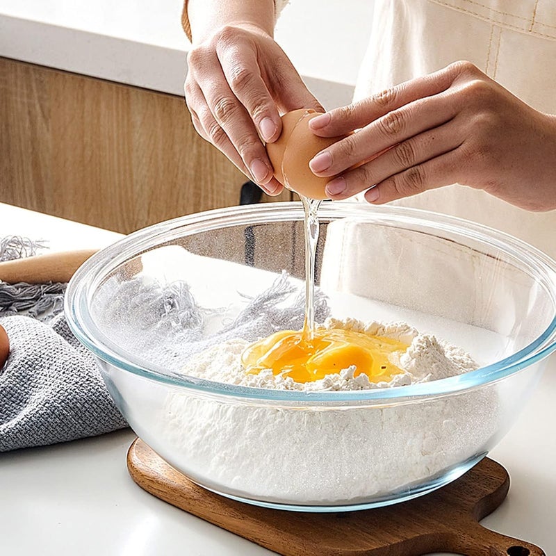 Homwin Glass Mixing Bowls with Lids Set 8 Pieces Glass Salad Bowl Set with Lids06QT11QT22QT4QT High Brosilicate Microwave Bowls for Kitchen Baking Great Gift - Image 2