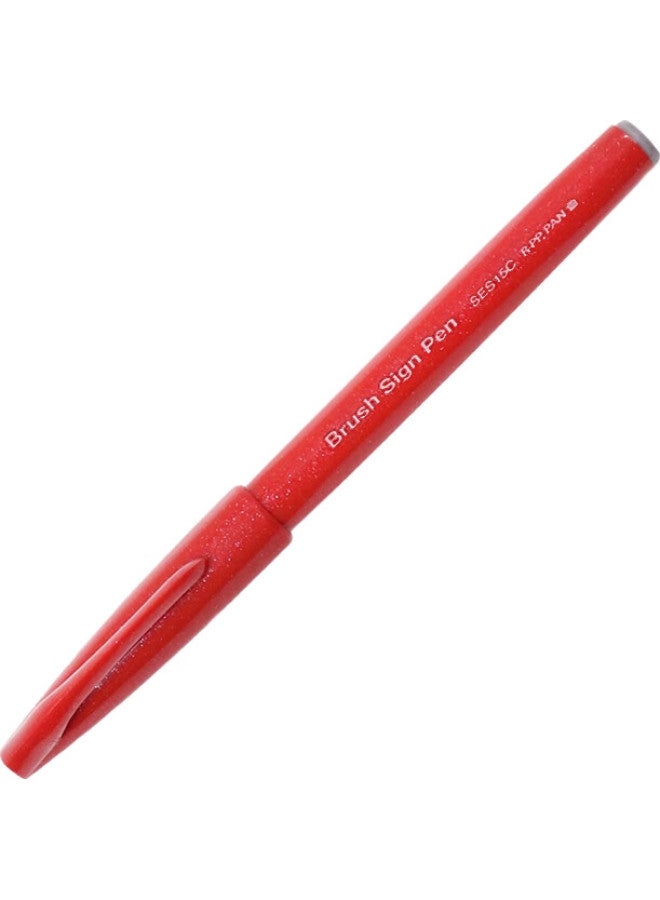Pentel Colorful Soft Brush Pen, Elastic Tip Water-Based Pen, For Journaling, Letters, And Greeting Cards, Ses15C Red/Single Pen - Image 2
