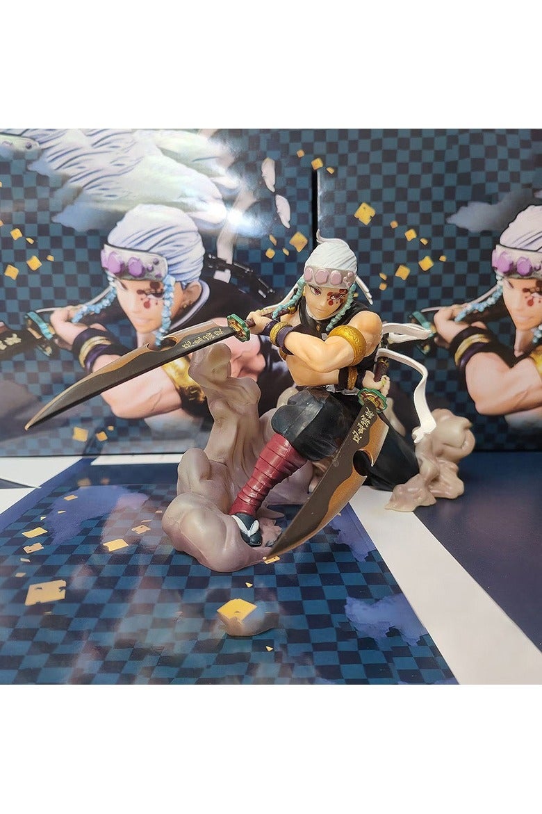 عام زخارف من статуэт Demon Slayer تتجسد تنجين (Tengen) ورواد الصوت. هذه الزخارف تعيد إنتاج المشاهد الكلاسيكية بشكل جميل وتجعل الشخصيات تبدو مماثلة تمامًا لصورتها الأصلية. - Image 2