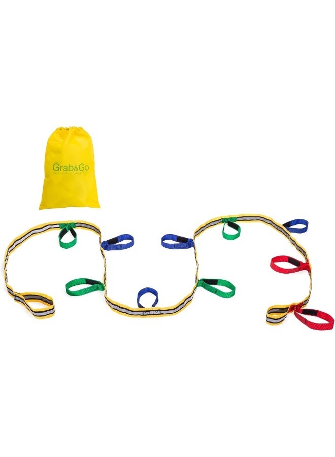 walkodile Grab & Go, Kids Walking Rope (10 Child). Teacher Designed. Extra Safety Feature on Handles. Hi Viz Detail. Includes Free Learning Games for Walks Guide - Image 1