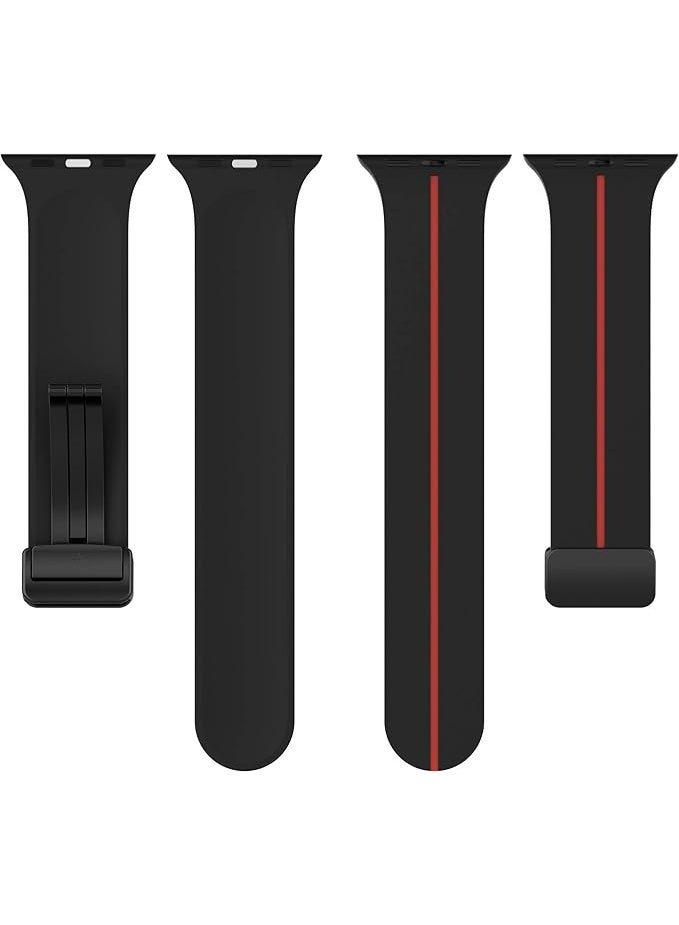 Silicone Magnetic Strap for Apple Watch Ultra Band 49mm 45mm 44mm 42mm Men/Women, Soft Sport Silicone Replacement Wristband Strap for iwatch Series 9/8/7/6/5/4/3/2/SE/Ultra2 - Image 3