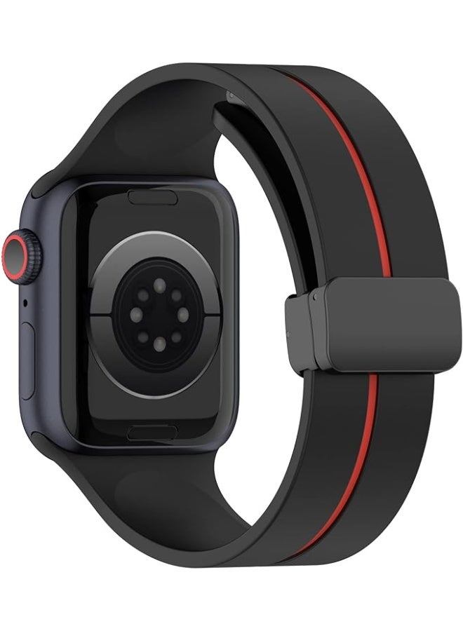 Silicone Magnetic Strap for Apple Watch Ultra Band 49mm 45mm 44mm 42mm Men/Women, Soft Sport Silicone Replacement Wristband Strap for iwatch Series 9/8/7/6/5/4/3/2/SE/Ultra2 - Image 5