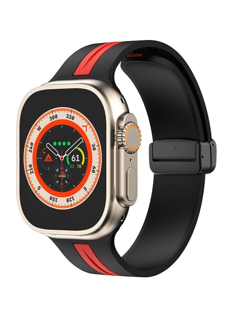 Silicone Magnetic Strap for Apple Watch Ultra Band 49mm 45mm 44mm 42mm Men/Women, Soft Sport Silicone Replacement Wristband Strap for iwatch Series 9/8/7/6/5/4/3/2/SE/Ultra2 - Image 1