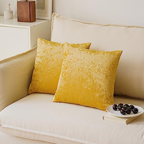 NiNi ALL Decorative Throw Pillow Covers Pack of 2, Velvet Throw Pillow Cases for Couch Pillows Cover Bedroom Living Room Outdoor Pillow Covers 18x18 Inch Gold - Image 3