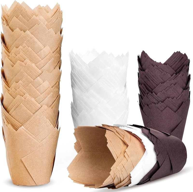 Cupcake Liners Greaseproof Tulip Baking Cups - Parchment Paper Muffin Liners for Party Christmas Baking - Image 1