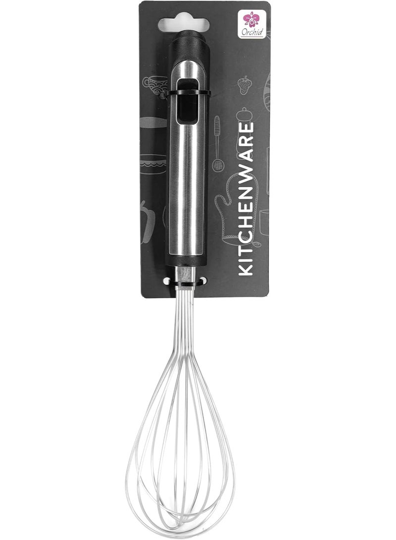 Orchid Essential Stainless Steel Egg Whisk, Balloon Wire Whisk with Ergonomic Non-Slip Handle, Hand Mixer Whisk for Eggs, Cream Whisk, Batter, Sauce & Baking, Kitchen Beater (KS09-ST21) - Image 1