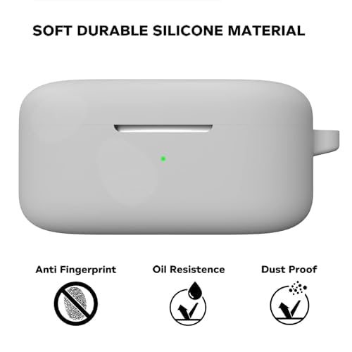 Sounce Earphone Case Cover Compatible for OnePlus Nord Buds 2r, Soft Silicone Skin Case Cover Shock-Absorbing Protective Case with Keychain [Front LED Visible](Grey) - Image 5