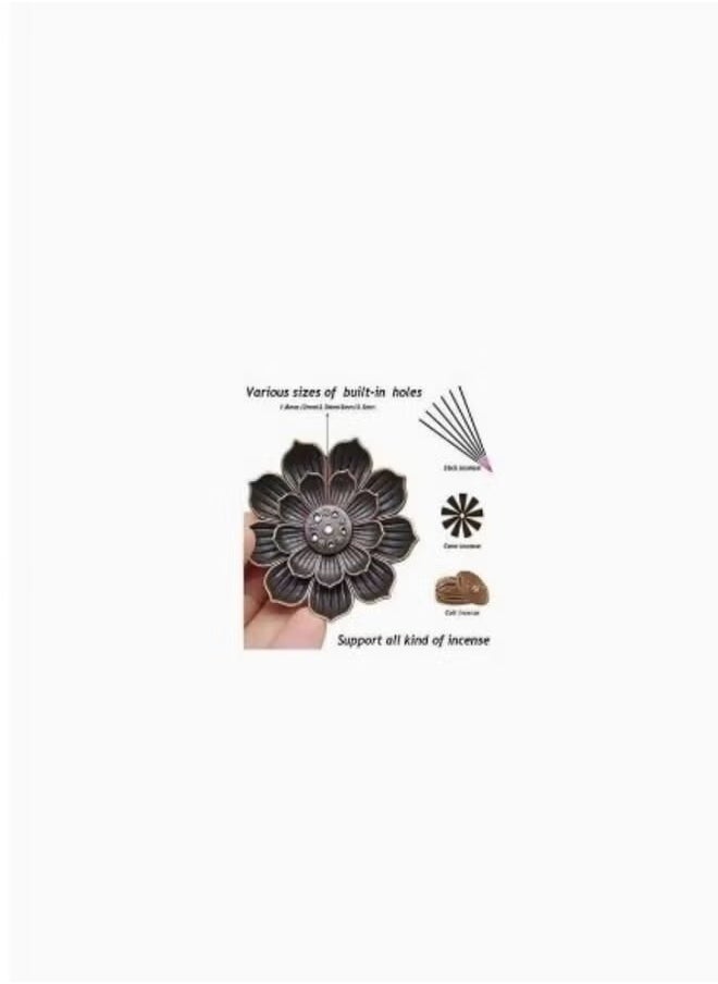 Generic - Small Metal Incense Burner, Lotus Incense Stick Incense Holder and Cone Incense Holder with Ash Catcher Bakhoor Burner Portable Incense Burner, Pretty Shape Censer Holder, Mabkhara. - Image 1